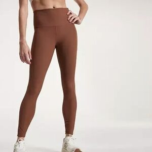 CALIA 7/8 Micro-ribbed Brown Active Leggings